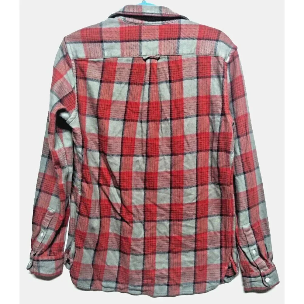 Levis Vintage flannel shirt thick Plaid Men’s size Medium gray orange western